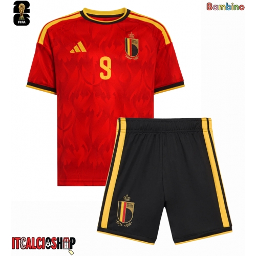 Belgio Romelu Lukaku #9 Prima Maglia Bambino Mondiali 2026 Manica Corta (+ Pantaloni corti)